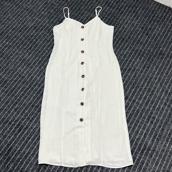 Anthropologie EVERLY White Sleeveless Button-Up Midi Dress Size Small - Picture 5 of 12
